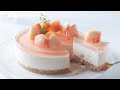 ピーチ・レアチーズケーキの作り方 No-Bake Peach Cheesecake＊No Oven  & Without Egg｜HidaMari Cooking