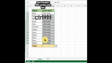 Sum Function with number and text #excel