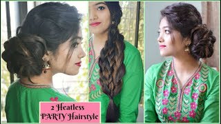 HEATLESS  Party Hairstyles Under 2 min! | Thin Hair Hairstyle | Indian Weeding Occasion Hairstyle