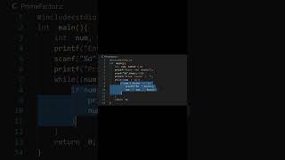 Print all prime factors of a number in c