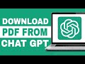 Easily Download PDFs from ChatGPT in Simple Steps π₯