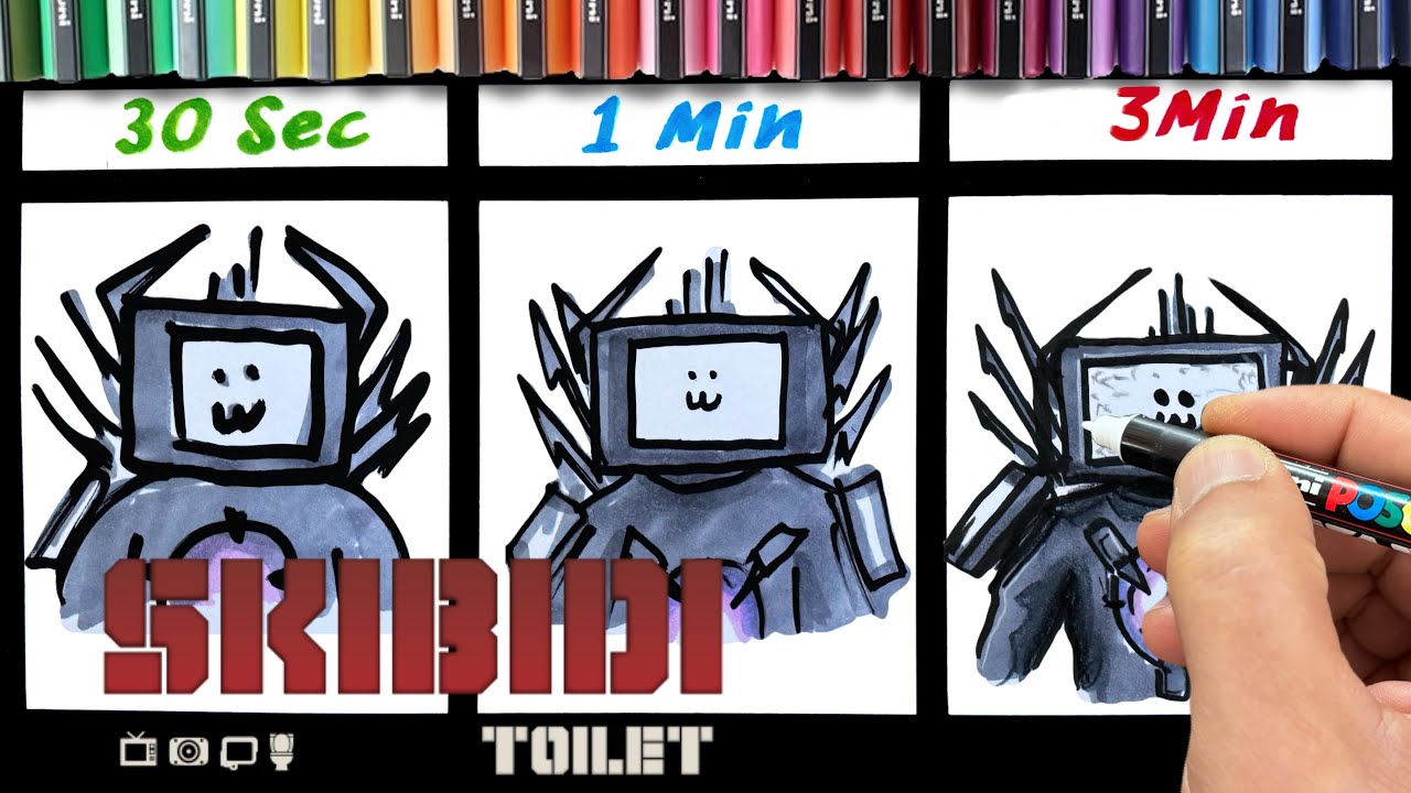 Drawing Titan Tvman in 30Sec.1Min.10Min(SKIBIDI TOILET) CunsArt
