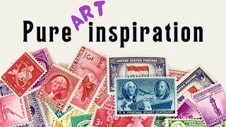 Creating art from postage stamps ❖ Grid journal collage