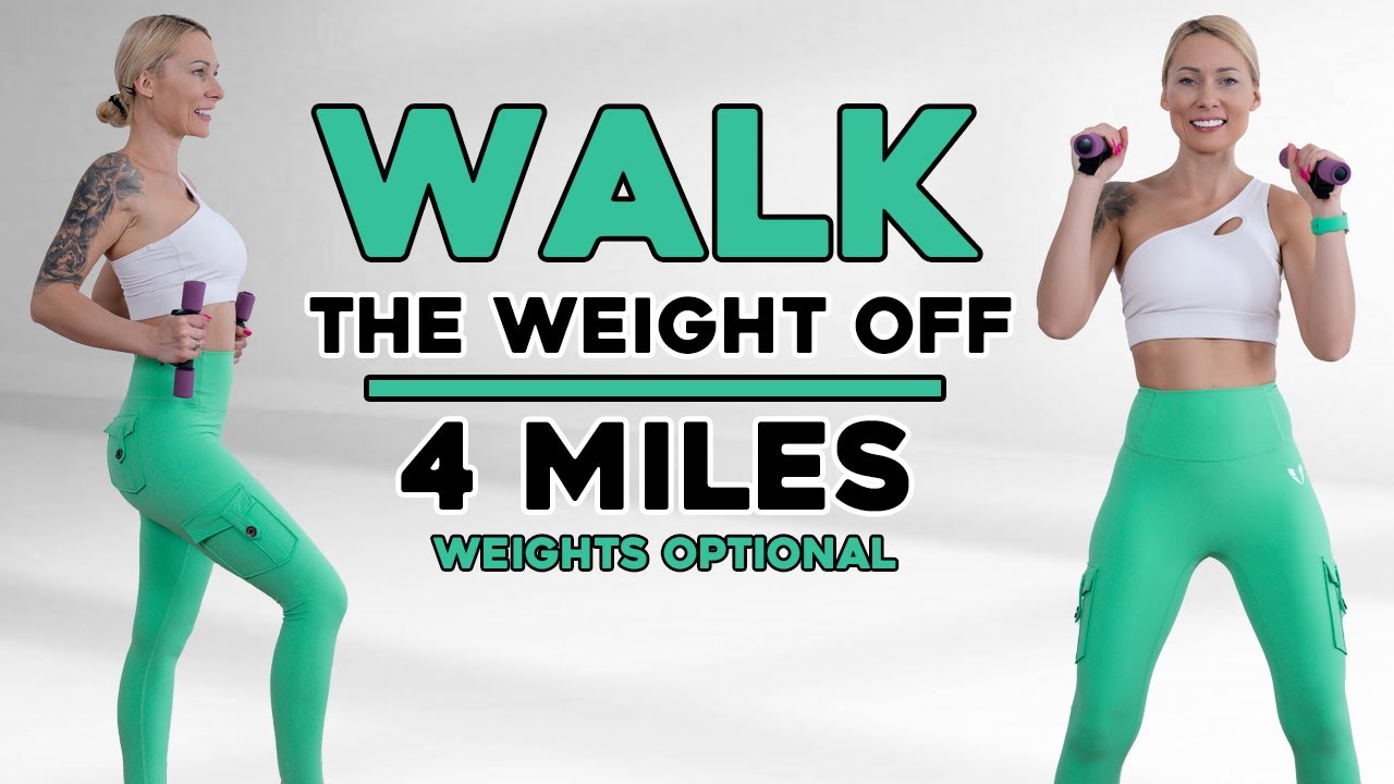 🔥4 MILE FAST WALK At Home🔥 | Fitness Videos With Dumbbells🔥