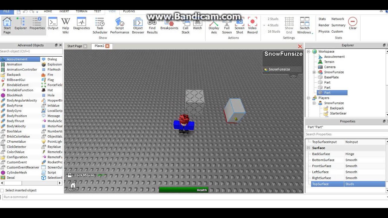 Roblox Basic Information On Surface S Of Parts Youtube - how to use a bodygyro roblox studio