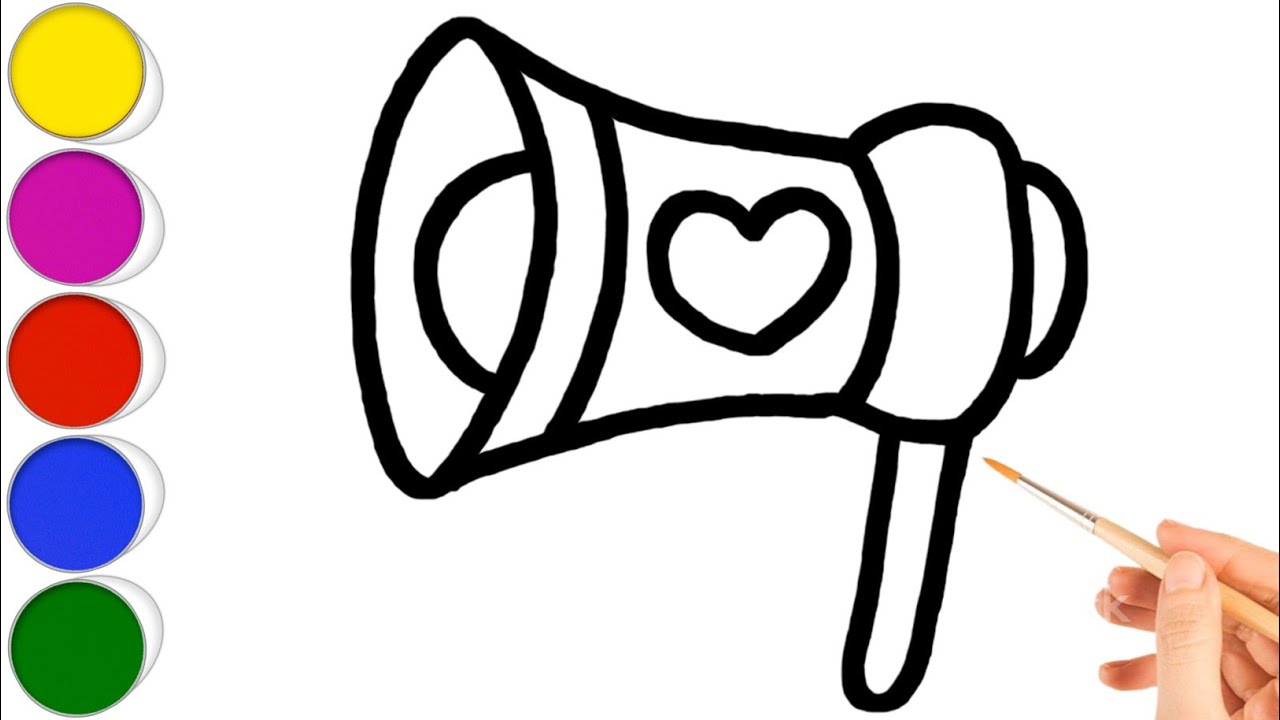 How to Draw a Megaphone Drawing for Kids Toddlers Coloring for Kids