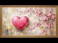 Romantic Pink Heart for Valentines 🌸 Elegant Floral Love Painting in Gold Frame | TV Art Screensaver