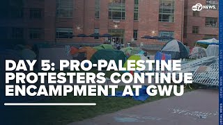 WATCH: Pro-Palestine protesters continue encampment at George Washington University
