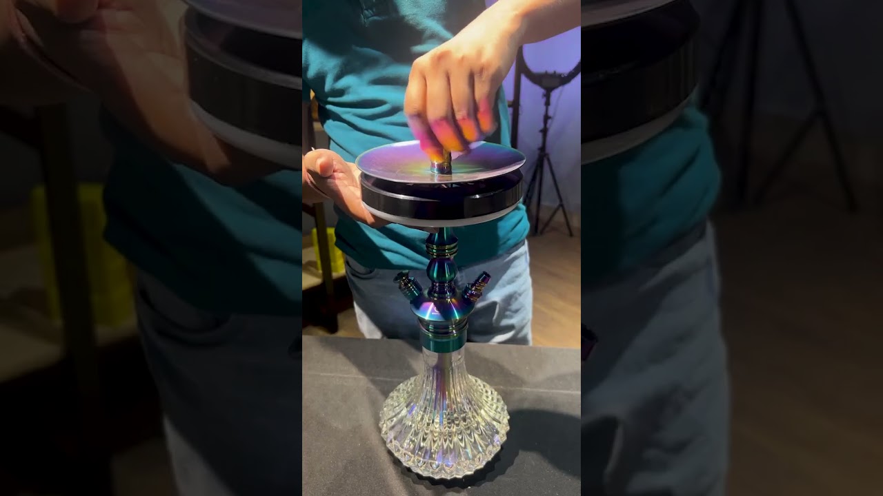 Madrid 19" Stainless Steel Shisha with Crystal Cut Glass Base