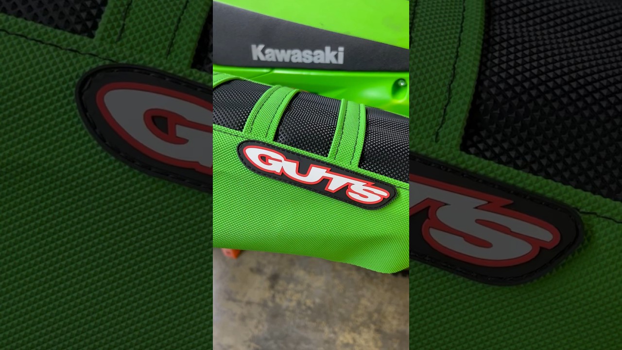 New GUTS Racing Kawasaki KX 450 seat cover ready to install. 