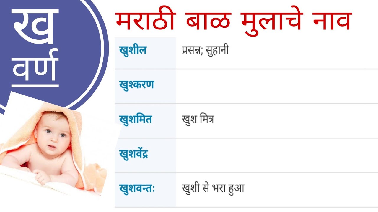 ख वर्ण मराठी बाळ मुलाचे नाव Kha Letter Marathi Baby Boy Name मराठी