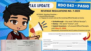 BIR Unused  Receipts until December 31, 2024 | Inventory List of Unused OR, May 27, 2024