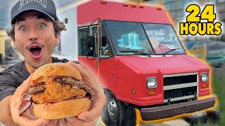 Eating At Food Trucks For 24 Hours... (DELICIOUS Food Challenge)