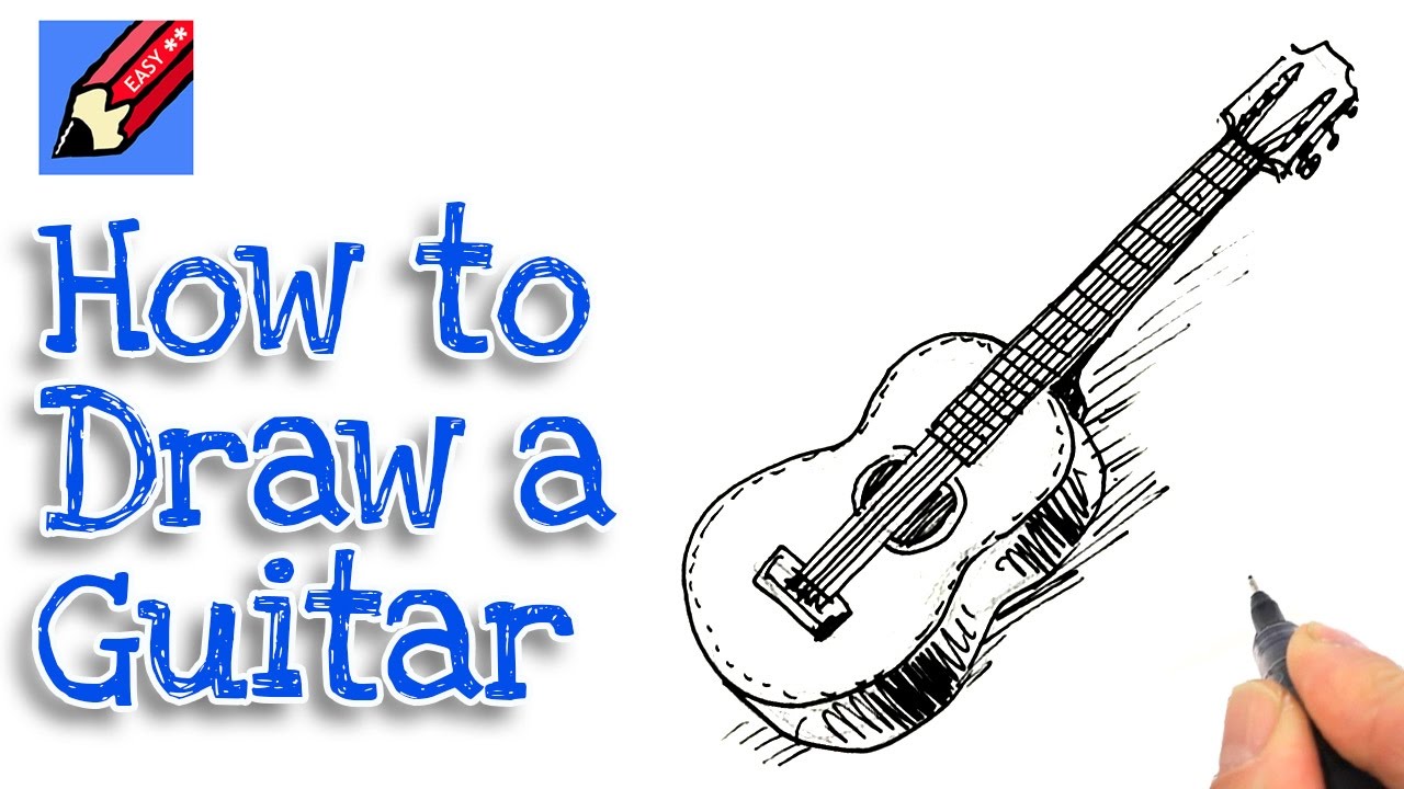 How To Draw A Spanish Guitar Real Easy For Kids And Beginners YouTube