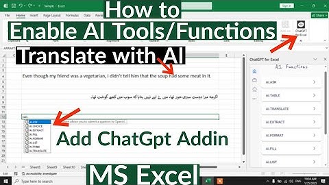 How to Enable AI Tools in MS Excel | How to Use AI Functions in Excel | Add ChatGpt Addin in Excel