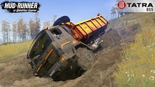 Spintires: MudRunner - TATRA 815 Dump Truck Falls Into Deep Holes On The Off-road