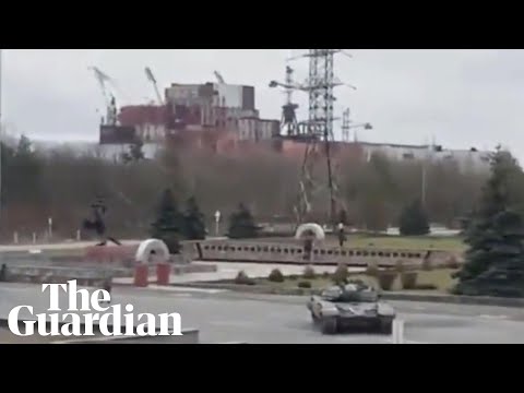 Video appears to show military vehicles at Chernobyl