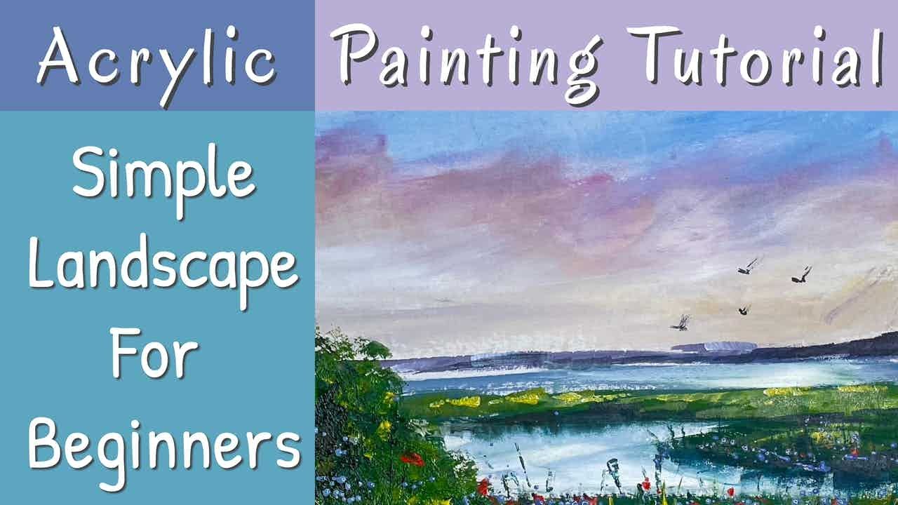 SIMPLE LANDSCAPE PAINTING TUTORIAL FOR BEGINNERS - YouTube