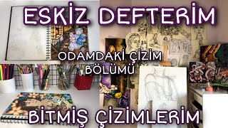 ESKİZ DEFTERİM | ODAMDAKİ ÇİZİM KÖŞESİ | Bitmiş Çizimlerimi Gösteriyorum  #sketchbook