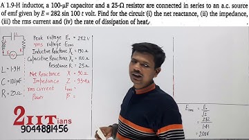 Alternating Current Q61 Class 12 Nootan Physics Numericals | A 1.9-H inductor, a 100-µF capacitor