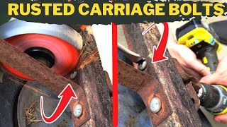 How to Remove Spinning Rusted Carriage Bolts | Grinder, Socket, and Screw Driver Method