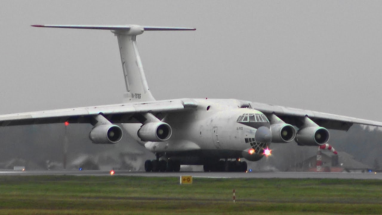 Impressive IL-76 Ilyushin take off in Kaunas Lithuania