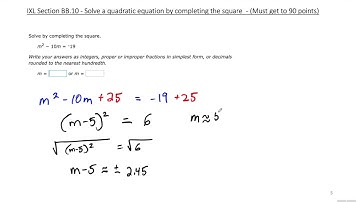 Intensive Math (Algebra 1) - IXL Section BB 10 - Solve a quadratic equation by completing the square