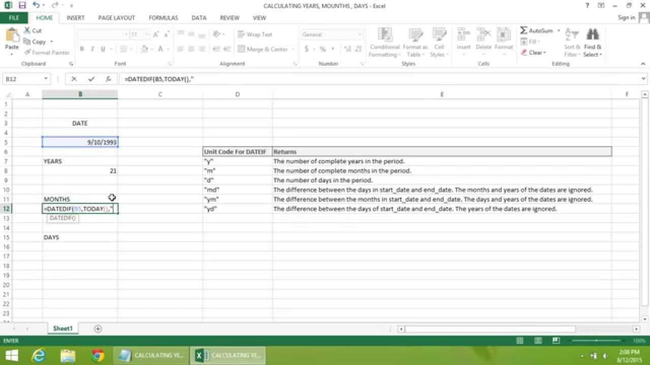 Excel 2013 Tutorial How To Calculate Years Months And Days YouTube Excel 2013 Tutorial How To Calculate Years Months And Days YouTube