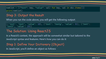 Transforming a Dictionary into a Text-Value Pair in Python and ReactJS