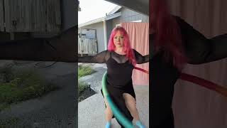 Full Hula Hoop Workout in My Favorite Plus Size Goth Outfit #goth #gothgirls #gothic #fitnessshorts