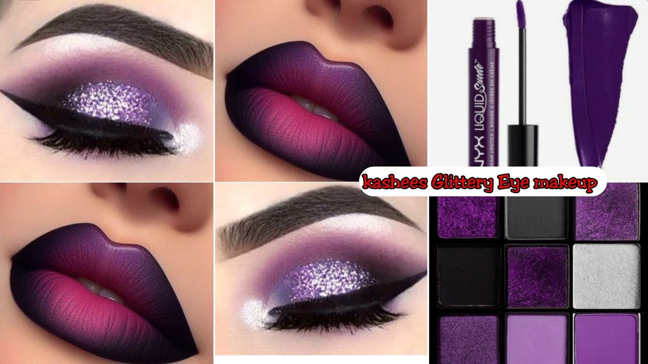 How To Do Kashees Style purple glittery Eye Makeup Tutorial For shaadi Season. 