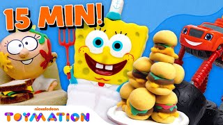 15 MINUTES of Food Moments w/ Blaze, SpongeBob & Loud House Toys | Toymation