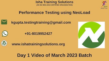 Performance Testing using NeoLoad Day 1 By Naveen. Pls call whatsapp us on +91 8019952427 to enroll