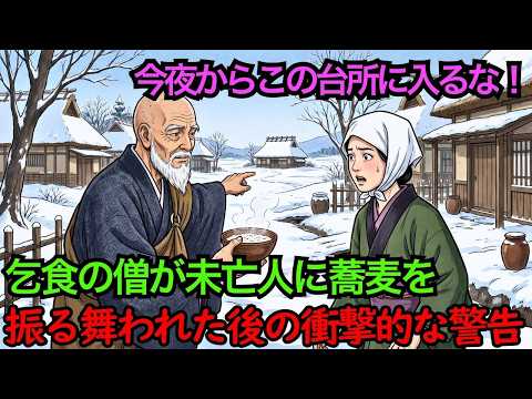 「今夜からこの台所に入るな！」乞食の僧が未亡人に蕎麦を振る舞われた後、衝撃的な理由で警告した | 歴史解説 | 民話 | 僧侶
