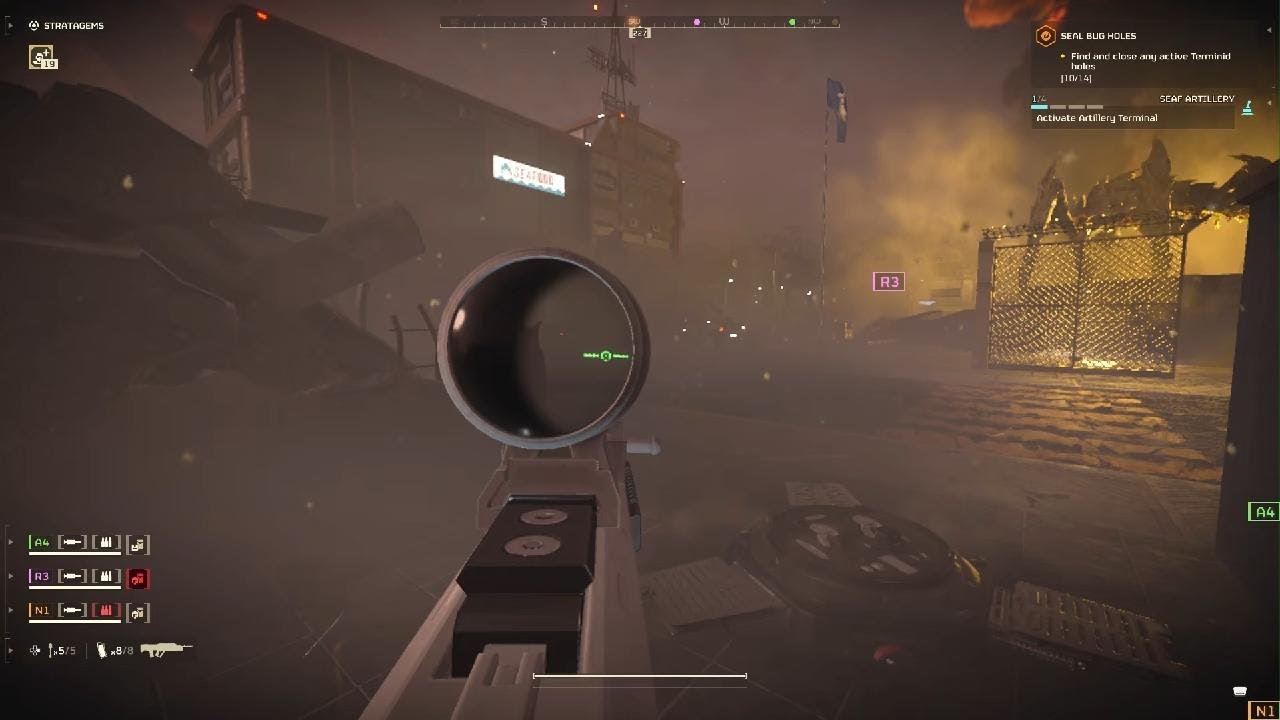 HELLDIVERS 2- Dropping a Bile Titan with Thermite grenade.