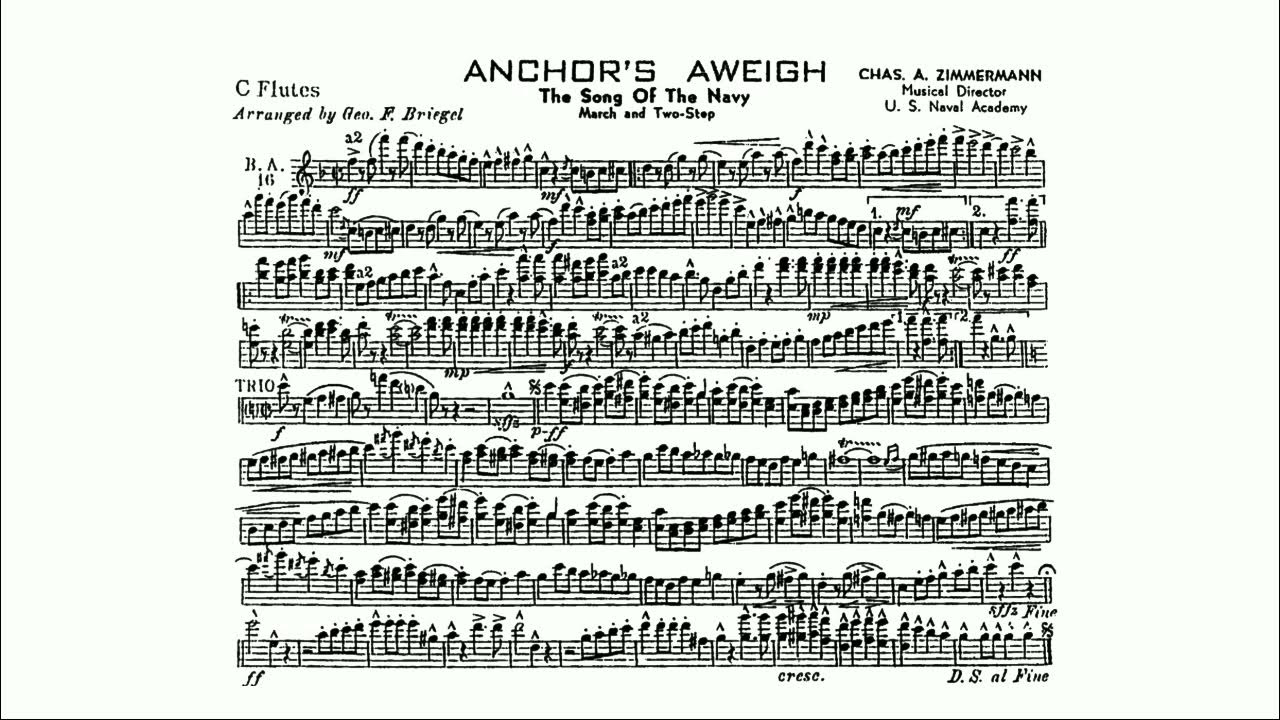 Anchors Aweigh March C Flute by Charles A. Zimmerman YouTube