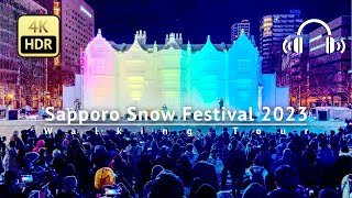 Sapporo Snow Festival 2023 Walking Tour - Hokkaido Japan [4K/HDR/Binaural]