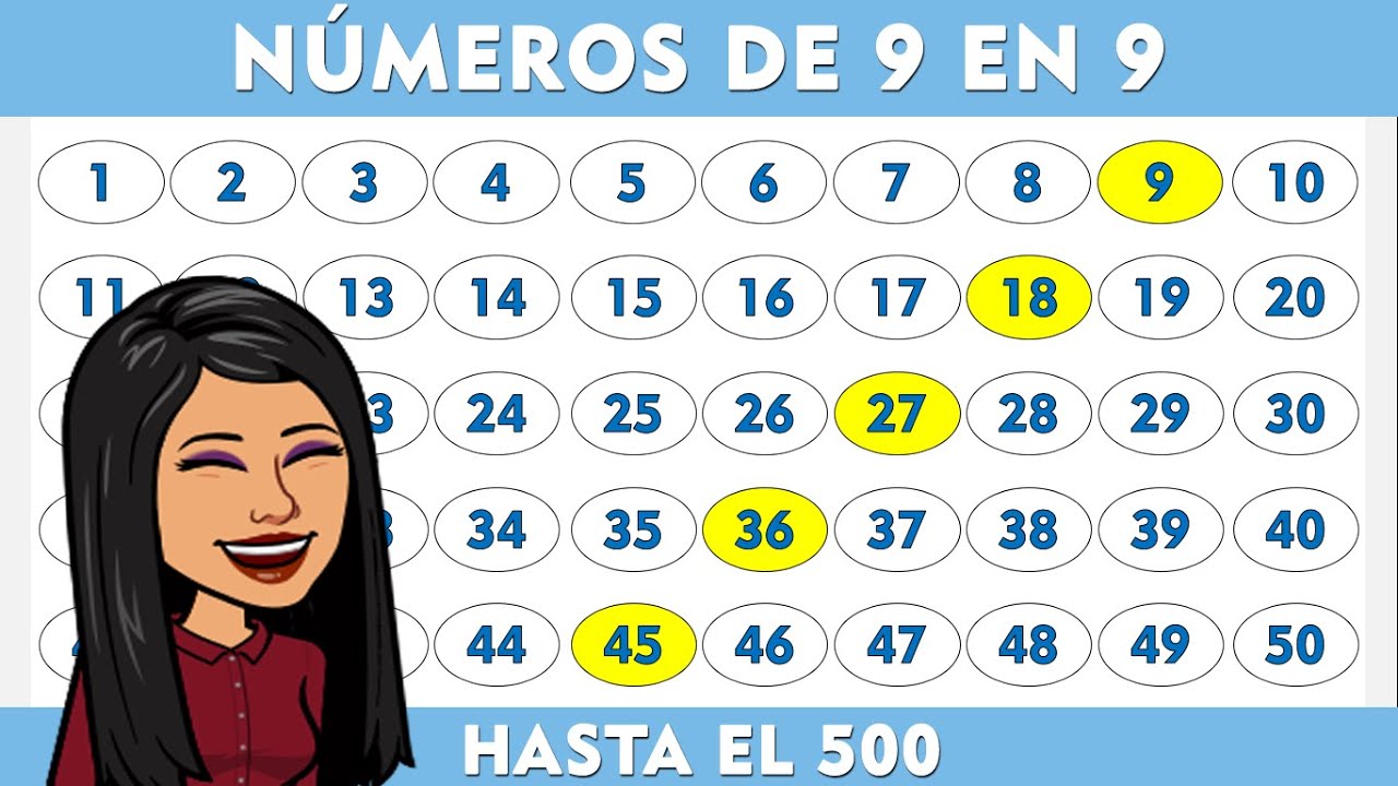 LOS NÚMEROS DE 9 EN 9 hasta el 500😸I Los Múltiplos de 9 hasta el 500