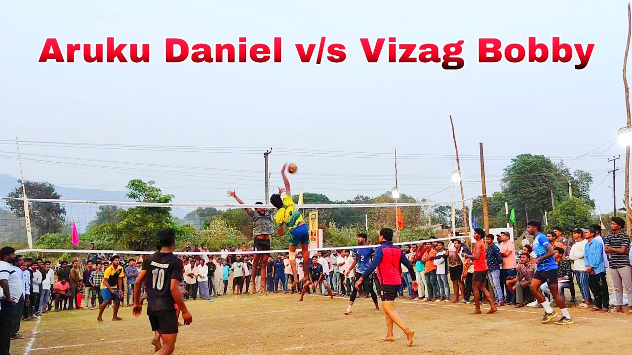 Aruku Daniel. Santhosh team v/s vizag Bobby team volleyball tournament v madagula village ground