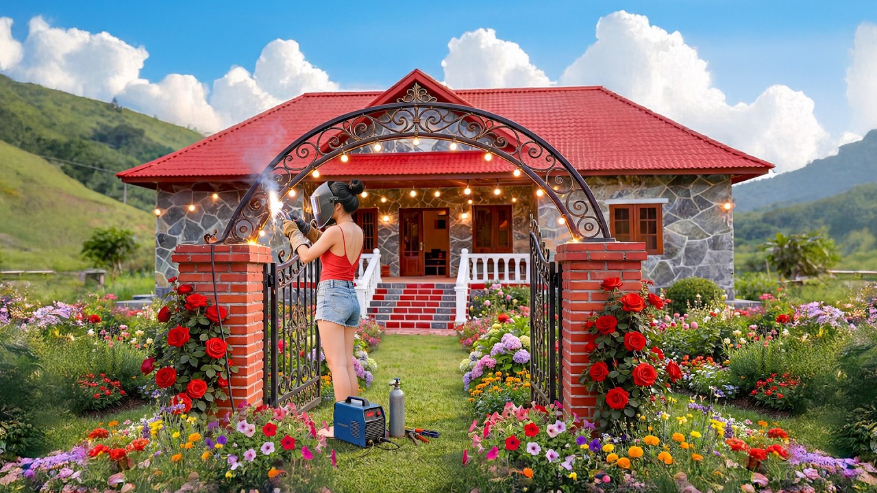 TIMELAPSE – 3 Days Building a Corrugated Roof Connecting House and Kitchen