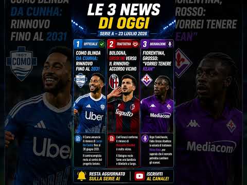 Video Le 3 News di Oggi in Serie A! Como, Bologna e Fiorentina