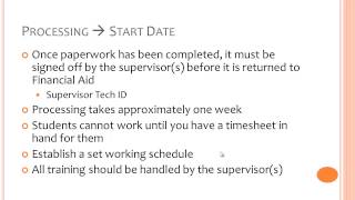 Workstudy Supervisor Training