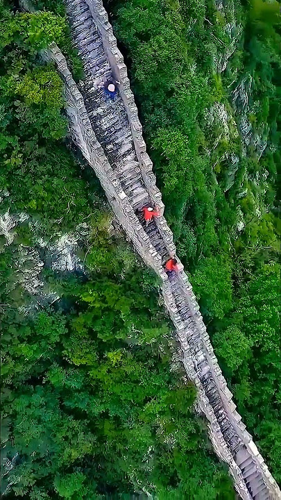 The steepest section of the Great Wall, China.