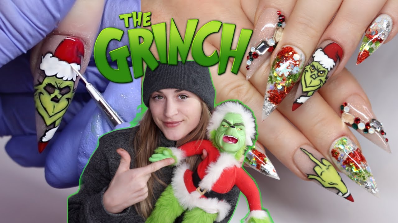 🎄THE GRINCH NAILS 2023 hand painted Tutorial 🎅🏻