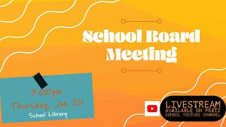 Peetz School Board of Education Meeting 1/20 @7:00pm