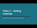 Reading lists video 2 - Adding materials