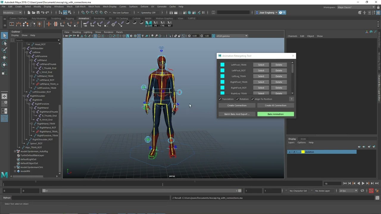 Animation Retargeting Tool for Maya - How to use the batch exporter ...