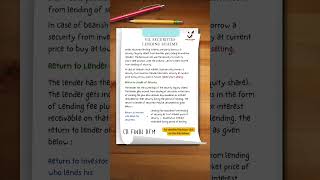 Securities Lending Scheme | Portfolio Management | CA Final AFM