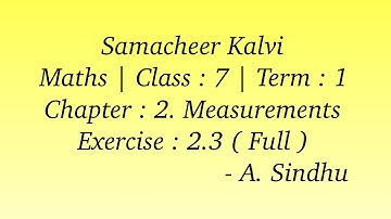 7th Maths Term 1 Samacheer Chapter 2 Measurements Exercise 2.3 Full