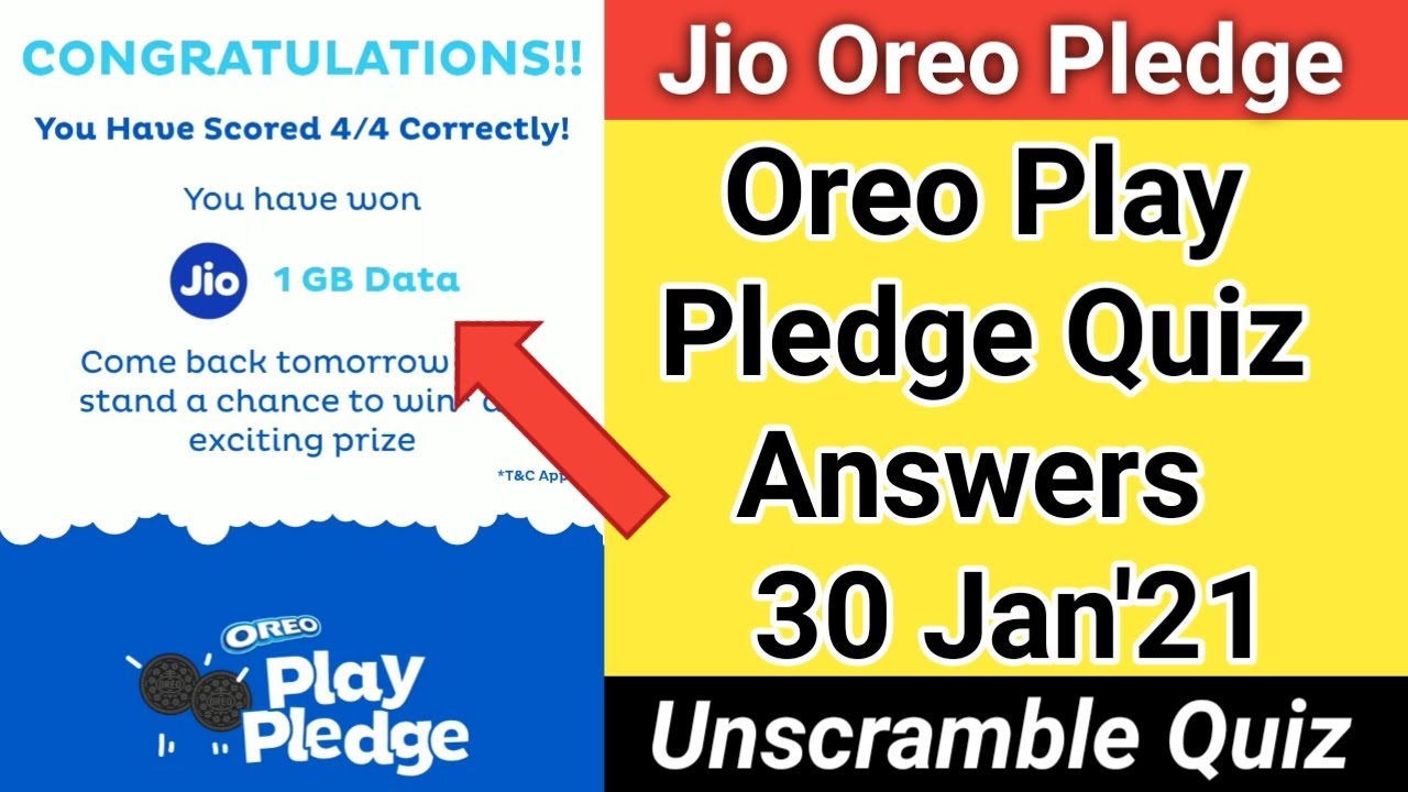 Jio Oreo Unscramble Quiz Answers Today | 30 January 2021